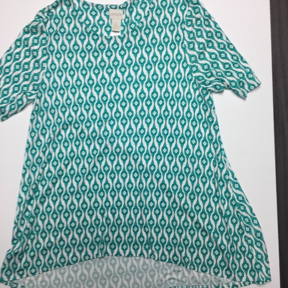 Chico's Women's Green & White SS Top Size 16 - Picture 4 of 6